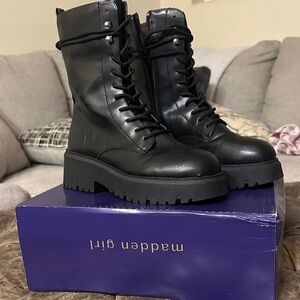 Madden Girl Sleek Black Moto Boots